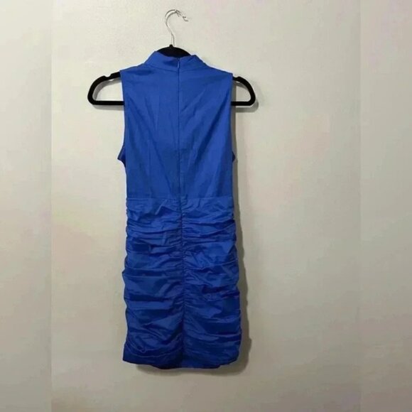 NWT ZARA BLUE STRETCH RUCHED DRESS XS - Picture 6 of 6